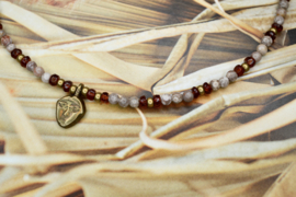 Maifanite, Garnet & Brass Necklace