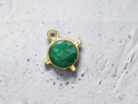 Groene Natuursteen Bedel - Gold Plated