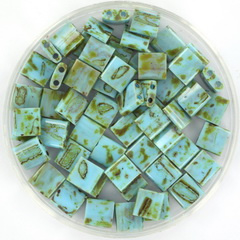 Miyuki Tila's 5 x 5 mm Opaque Picasso Turquoise 4514