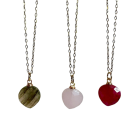 Gemstone Heart Necklace Gold Plated / Ketting