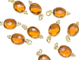 Dotted Oval Citrien Hanger - Gold Plated