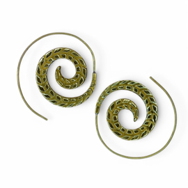 Leaf Spiral Earrings Brass