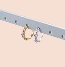 Lila Zircon Hoops - Gold Plated
