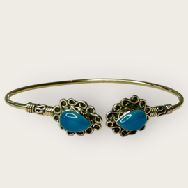 Blue Chalcedony Bangle Brass