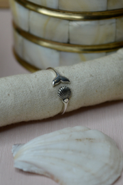 Whale Tail & Shell Ring Sterling Silver