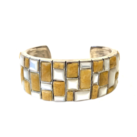 Jasper & Mother of Pearl Bangle Sterling Silver