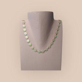 White  Daisy Charm Necklace Gold Plated