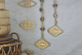 Lunar Eye Labradoriet Oorbellen - Gold Plated