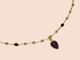 Amethist Mystic Leaf Ketting - Gold Plated