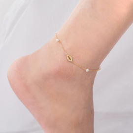 Shell & Pearl Anklet Gold Vermeil Enkelbandje