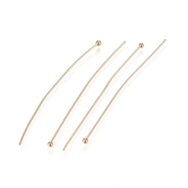 Kettelstaafjes RVS Goud 50x0,6 mm, ±12 st.