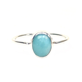 Oval Larimar Ring Sterling Silver