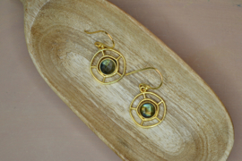 Mystic Wheel Labradoriet Oorbellen - Gold Plated