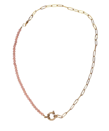 Rhodochrosiet Duo Design Ketting - Stainless Steel Goud