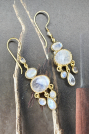 Thane Long Moonstone Earrings Gold Vermeil
