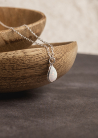 Fire Snow Opal Necklace Sterling Silver