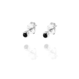 Black Onyx Sterling Silver Ball Studs / Oorstekers