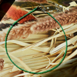 Green Onyx Beaded Sterling Silver Necklace