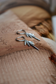 Feather Hoop Earrings - Zirconia - Sterling Silver Oorbellen
