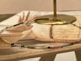 Tourmaline Beaded Necklace Sterling Silver