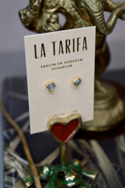 Labradorite 3-Dots Studs Gold Vermeil