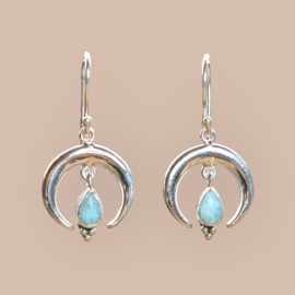 Larimar Crescent Earrings Sterling Silver / Oorbellen