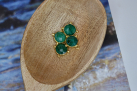 Groene Natuursteen Bedel - Gold Plated
