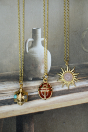 Carnelian Beetle Necklace Gold Vermeil