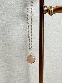 Round Peach Moonstone Necklace Gold Plated / Ketting