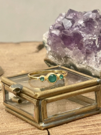 Green Onyx 3-Stone Ring Gold Vermeil