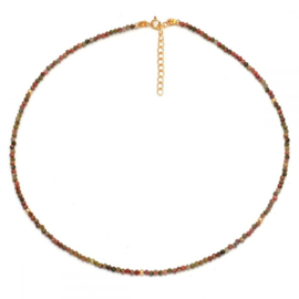 Unakite Beaded Gold Vermeil Necklace