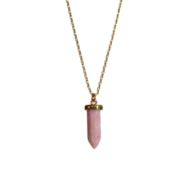 Wood Stone Arrow Point Necklace Gold Plated