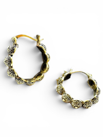 Button Hoops Oorbellen - Brass