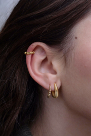 Striped Half Hoop Studs Gold Vermeil Oorstekers