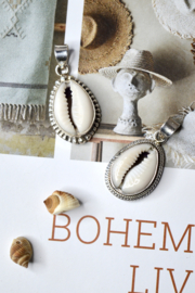 Twisted Cowrie Shell Pendant Sterling Silver