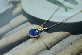 Blauwe Edelsteen Aurora Heart  Ketting - Gold Plated