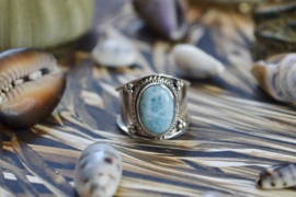 Tribal Larimar Ring Sterling Silver