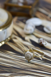 Triple Dotted Shiva Shell Ring Gold Vermeil 17