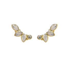 Moonstone And Blue Topaz Multi Leaf Gold Vermeil Earstuds / Muja Juma Oorstekers