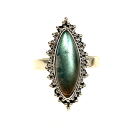 Dotted Marquise Labradorite Ring Sterling Silver 18