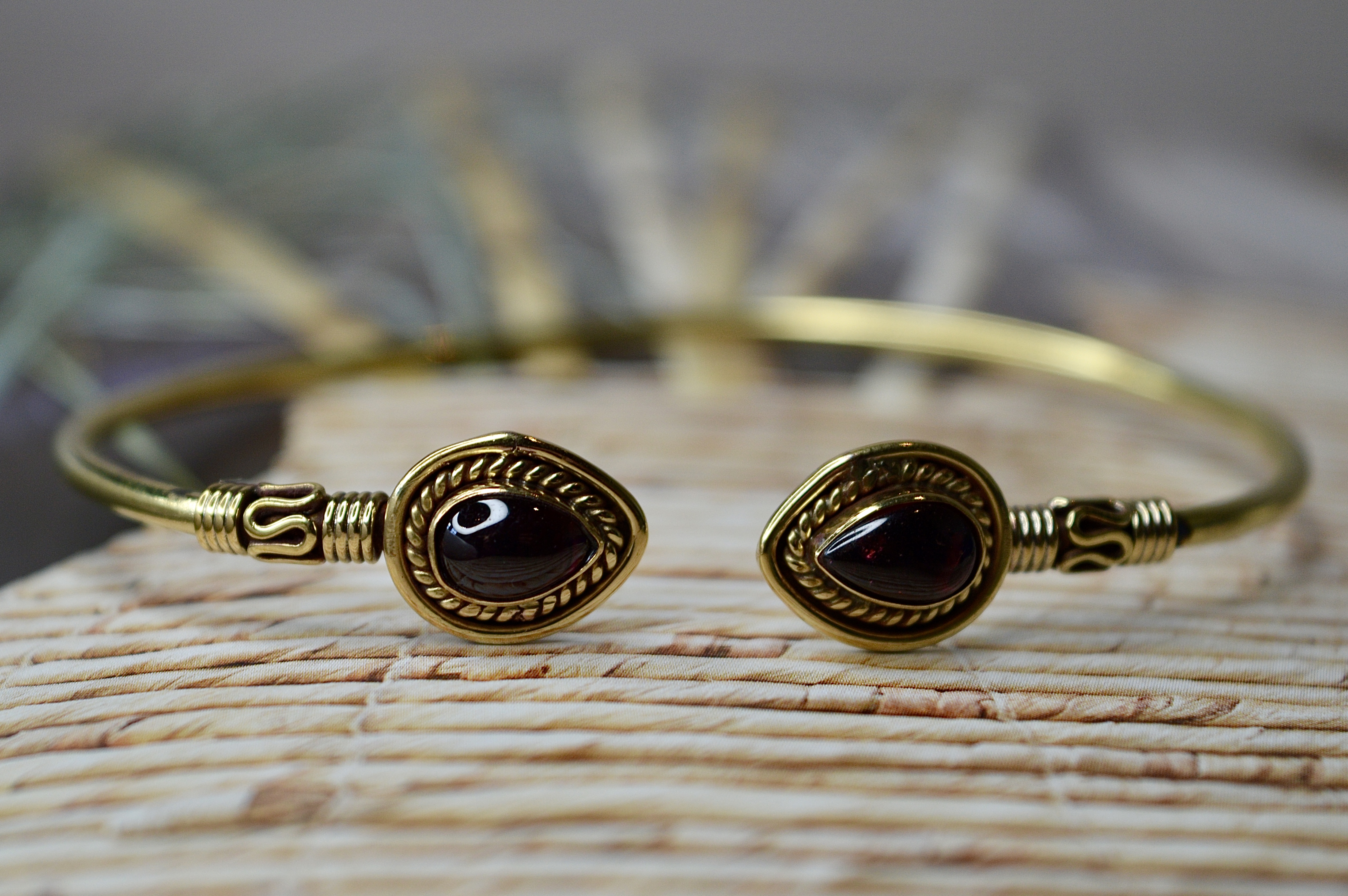 Boho Garnet Bangle Brass