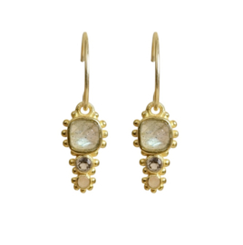 Hanging Komi Labradorite Gold Vermeil Earrings / Muja Juma