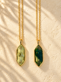 Mos Agaat Diamond Ketting - Gold Vermeil