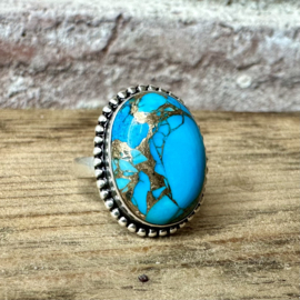 Blue Copper Turquoise Ring Sterling Silver