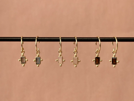 Peach Moonstone 4-Dots Gold Vermeil Earrings/ Muja Juma