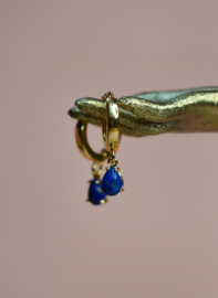 Lapis Lazuli Goutte Earrings - Gold Plated