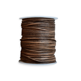 Rond Leer 1 mm Vintage Donkerbruin (per mtr)