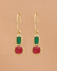 Bryn Green Agate/Ruby Gold Vermeil Earrings / Muja Juma
