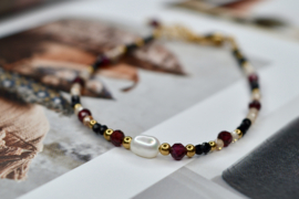 Mix Mineral & Pearl Bracelet Brown