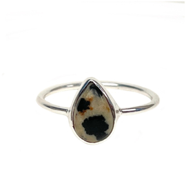 Rain Drop Dalmatian Jasper Ring Sterling Silver